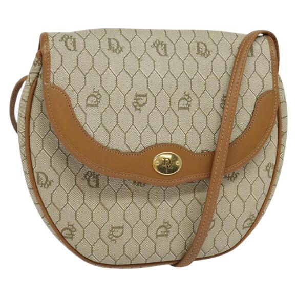 DIOR Honeycomb Canvas Shoulder Bag Pvc Beige Gold - Picture 1 of 12